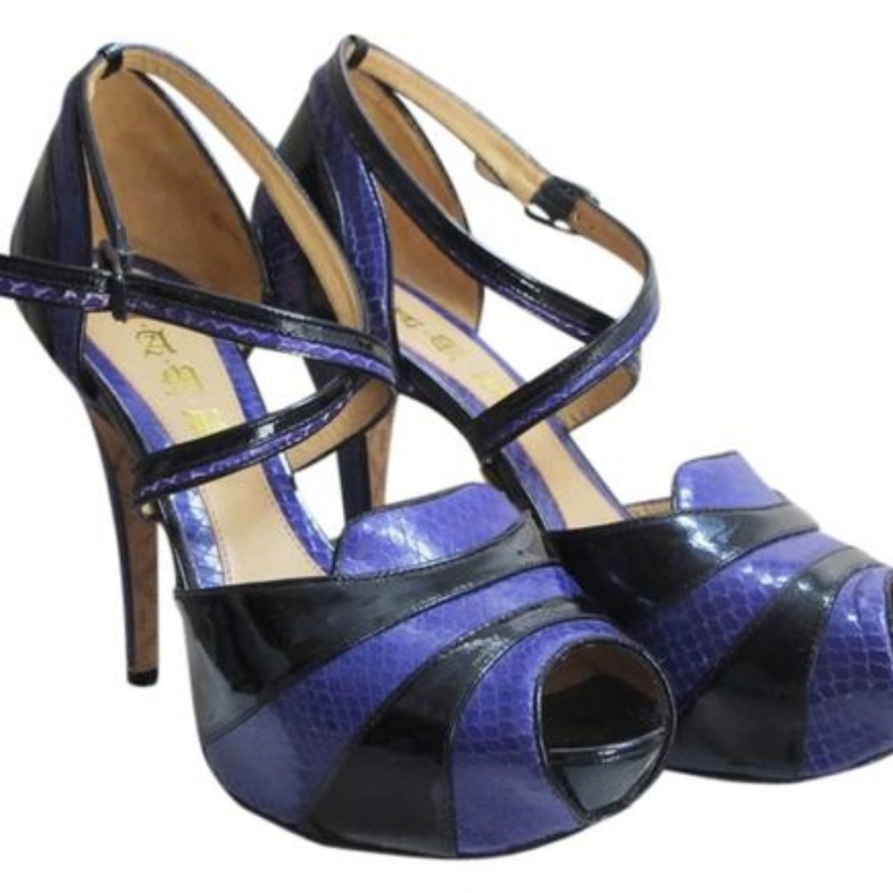 L.A.M.B platform open toe heels w straps